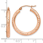 Charger l&#39;image dans la galerie, 10k Rose Gold 25mm x 3mm Diamond Cut Round Hoop Earrings
