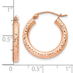 Lataa kuva Galleria-katseluun, 10k Rose Gold 20mm x 3mm Diamond Cut Round Hoop Earrings
