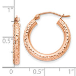 Load image into Gallery viewer, 10k Rose Gold 20mm x 3mm Diamond Cut Round Hoop Earrings
