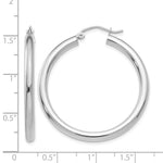 画像をギャラリービューアに読み込む, 10K White Gold 35mm x 3mm Classic Round Hoop Earrings

