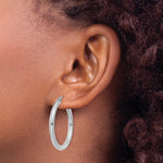Load image into Gallery viewer, 10K White Gold 30mm x 3mm Classic Round Hoop Earrings
