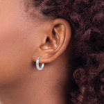 Load image into Gallery viewer, 10K White Gold 15mm x 3mm Classic Round Hoop Earrings Approx. 0.97g
