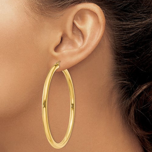 10K Yellow Gold Classic Round Hoop Earrings 67mmx4mm