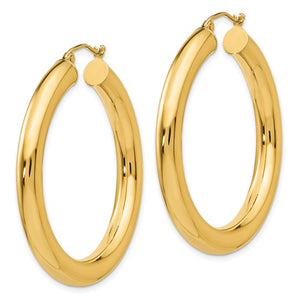 10k Yellow Gold 40mm x 5mm Classic Round Hoop Earrings