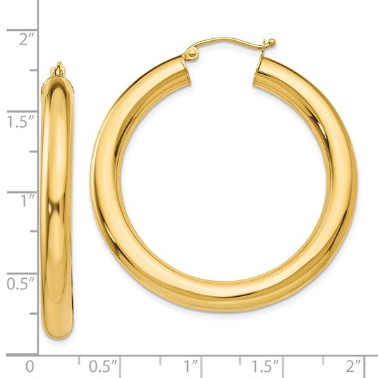 10k Yellow Gold 40mm x 5mm Classic Round Hoop Earrings