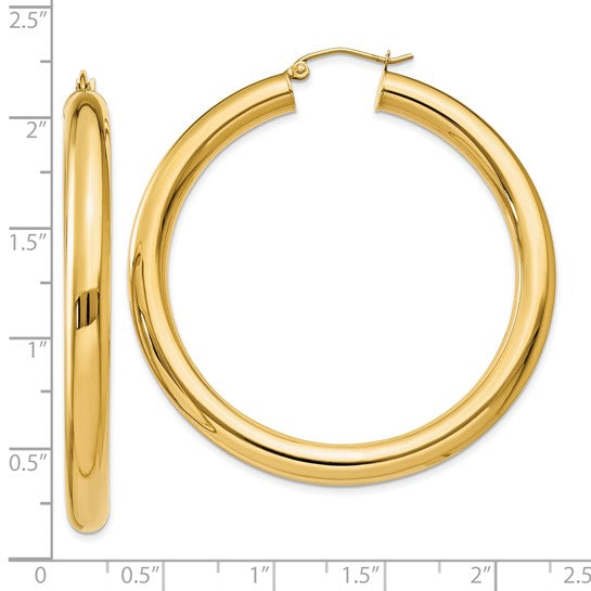 10k Yellow Gold 50mm x 5mm Classic Round Hoop Earrings