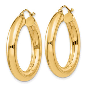 10k Yellow Gold 30mm x 5mm Classic Round Hoop Earrings