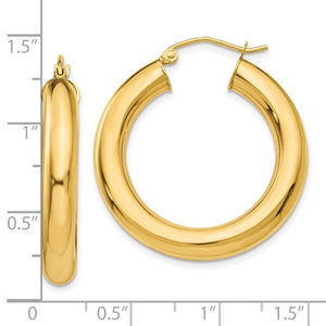 10k Yellow Gold 30mm x 5mm Classic Round Hoop Earrings