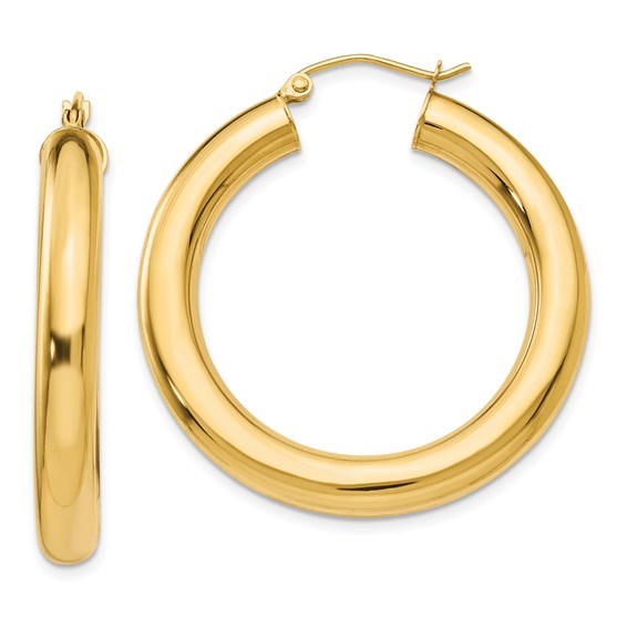 10k Yellow Gold 35mm x 5mm Classic Round Hoop Earrings