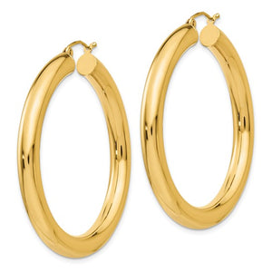 10k Yellow Gold 45mm x 5mm Classic Round Hoop Earrings