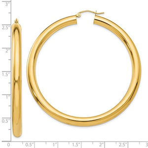 10k Yellow Gold 60mm x 5mm Classic Round Hoop Earrings