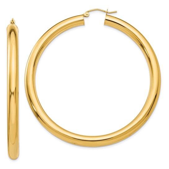 10k Yellow Gold 60mm x 5mm Classic Round Hoop Earrings