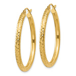 Load image into Gallery viewer, 10K Yellow Gold 35mm x 3mm Diamond Cut Sparkling Click Top Round Hoop Earrings
