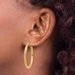 Load image into Gallery viewer, 10K Yellow Gold 35mm x 3mm Diamond Cut Sparkling Click Top Round Hoop Earrings
