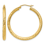 Load image into Gallery viewer, 10K Yellow Gold 35mm x 3mm Diamond Cut Sparkling Click Top Round Hoop Earrings
