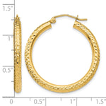 Load image into Gallery viewer, 10K Yellow Gold 30mm x 3mm Diamond Cut Sparkling Click Top Round Hoop Earrings
