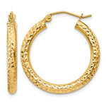 Load image into Gallery viewer, 10K Yellow Gold 25mm x 3mm Diamond Cut Sparkling Click Top Round Hoop Earrings
