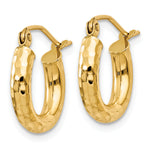 Load image into Gallery viewer, 10K Yellow Gold 13mm x 3mm Diamond Cut Sparkling Click Top Round Hoop Earrings
