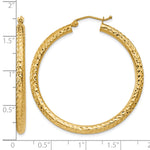 Load image into Gallery viewer, 10K Yellow Gold 40mm x 3mm Diamond Cut Sparkling Click Top Round Hoop Earrings
