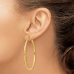 Load image into Gallery viewer, 10K Yellow Gold 55mm x 3mm Diamond Cut Sparkling Click Top Round Hoop Earrings
