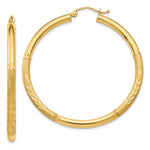 Charger l&#39;image dans la galerie, 10K Yellow Gold 47mm x 3mm Satin Diamond Cut Round Hoop Earrings
