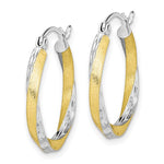 Load image into Gallery viewer, 10K Yellow Gold With Rhodium Diamond Cut Twisted Round Hoop Earrings 21mm x 2.5mm
