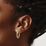 Load image into Gallery viewer, 10K Yellow Gold With Rhodium Diamond Cut Twisted Round Hoop Earrings 21mm x 2.5mm
