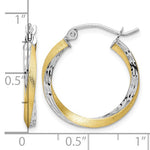 Load image into Gallery viewer, 10K Yellow Gold With Rhodium Diamond Cut Twisted Round Hoop Earrings 21mm x 2.5mm
