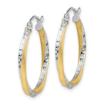 Load image into Gallery viewer, 10K Yellow Gold With Rhodium Diamond Cut Twisted Round Hoop Earrings 26.5mm x 2.5mm
