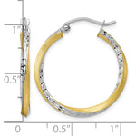 Load image into Gallery viewer, 10K Yellow Gold With Rhodium Diamond Cut Twisted Round Hoop Earrings 26.5mm x 2.5mm
