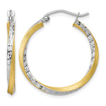 Load image into Gallery viewer, 10K Yellow Gold With Rhodium Diamond Cut Twisted Round Hoop Earrings 26.5mm x 2.5mm
