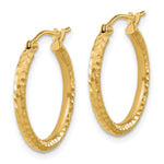 画像をギャラリービューアに読み込む, 10K Yellow Gold 20mm x 2mm Diamond Cut Round Hoop Earrings

