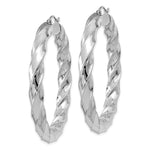 Загрузить изображение в средство просмотра галереи, 10K White Gold 20mm x 2mm Diamond Cut Round Hoop Earrings
