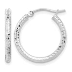Загрузить изображение в средство просмотра галереи, 10K White Gold 20mm x 2mm Diamond Cut Round Hoop Earrings

