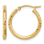 画像をギャラリービューアに読み込む, 10K Yellow Gold 20mm x 2mm Diamond Cut Round Hoop Earrings
