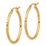 Load image into Gallery viewer, 10K Yellow Gold 30mm x 2mm Diamond Cut Round Hoop Earrings
