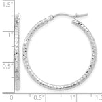 Indlæs billede til gallerivisning 10K White Gold 30mm x 2mm Diamond Cut Round Hoop Earrings
