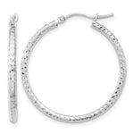 Indlæs billede til gallerivisning 10K White Gold 30mm x 2mm Diamond Cut Round Hoop Earrings
