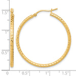 Carregar imagem no visualizador da galeria, 10K Yellow Gold 35mm x 2mm Diamond Cut Round Hoop Earrings
