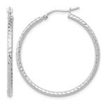 Afbeelding in Gallery-weergave laden, 10K White Gold 35mm x 2mm Diamond Cut Round Hoop Earrings
