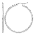 Load image into Gallery viewer, 10K White Gold 40mm x 2mm Diamond Cut Round Hoop Earrings
