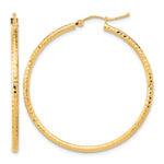 Load image into Gallery viewer, 10K Yellow Gold 40mm x 2mm Diamond Cut Round Hoop Earrings
