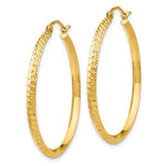 이미지를 갤러리 뷰어에 로드 , 10K Yellow Gold 36mm x 2.5mm Diamond Cut Knife Edge Round Hoop Earrings

