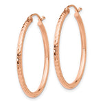 Load image into Gallery viewer, 10k Rose Gold 29mm x 2mm Diamond Cut Round Hoop Earrings
