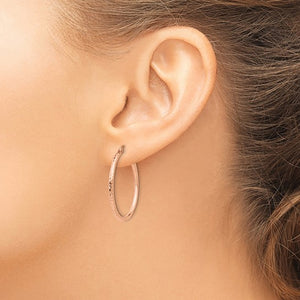 10k Rose Gold 29mm x 2mm Diamond Cut Round Hoop Earrings