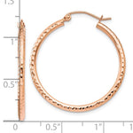 Load image into Gallery viewer, 10k Rose Gold 29mm x 2mm Diamond Cut Round Hoop Earrings
