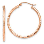 Load image into Gallery viewer, 10k Rose Gold 29mm x 2mm Diamond Cut Round Hoop Earrings
