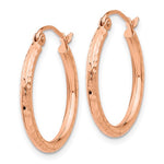 Load image into Gallery viewer, 10k Rose Gold 20mm x 2mm Diamond Cut Round Hoop Earrings
