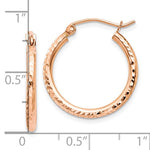 Load image into Gallery viewer, 10k Rose Gold 20mm x 2mm Diamond Cut Round Hoop Earrings
