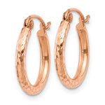 Load image into Gallery viewer, 10k Rose Gold 14mm x 2mm Diamond Cut Round Hoop Earrings
